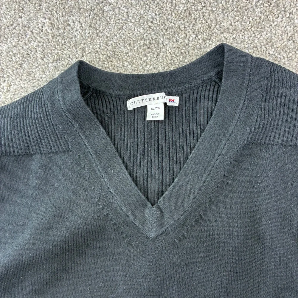 Cutter &‎ Buck Mens XL Black Supima Cotton V-Neck Sweater Vest Golf Business